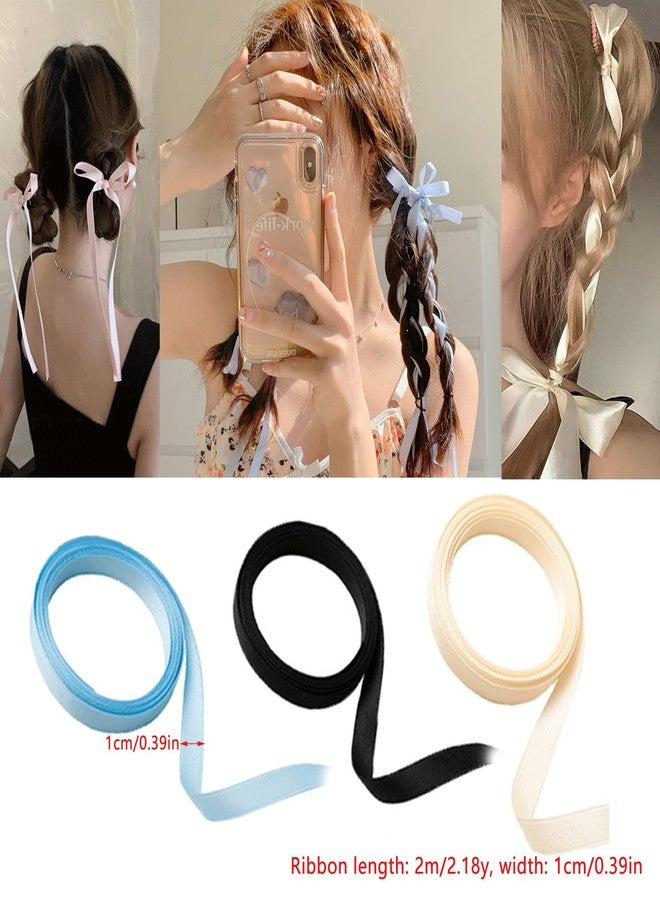 ArrErr 6 Pack Hair Braids Ribbon Colorful Rainbow Hair Wrap String Hair Tie Rope Band Ribbon Tails Tassels for Hair Bows Ponytail Plaits Women Girls Braiding Hair Mini Bowknot Ribbon Barrettes - Image 2